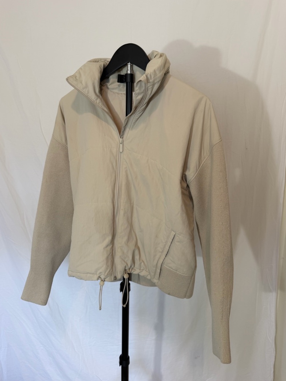 Lululemon Merino Wool Blend Convertible Hood Jacket Size 4 Cream Beige